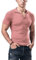 DLSMDOUS Tshirts de Golf en Tricot côtelé avec col en V à Manches Courtes pour Hommes Slim up Couleur Rose M