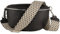 MIRROSI® Bauchtasche Damen, Echtleder, Made in Italy, Umhängetasche, Brusttasche, Crossbody Bag (1 Tasche & 2 Gurte) (Schwarz (FLECHT Schwarz), Große Tasche (28x18x9cm))
