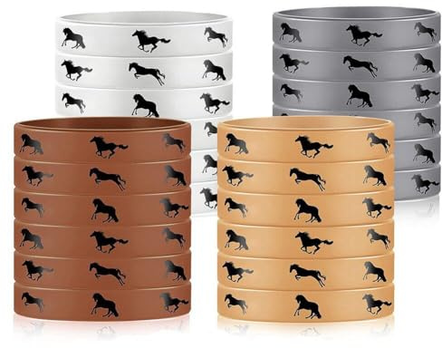 Party-Gummiarmbänder mit Pferdemotiv 20 Stück Cowboy-Party-Pferd-Silikon-Armbänder Derby Day-Pferdearmbänder für Partygeschenke