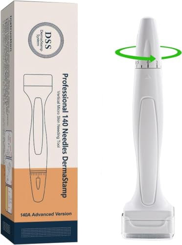 Derma Stamp, Microneedling, Professioneller Microneedling Stamp mit 140 Einzelnen Echten Titan Mikronadeln für Haar, Bartwuchs, Gesicht, Körper (Premium Edition)