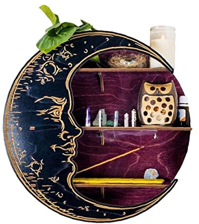 Schwebende Regale Für Die Wand,Moon Crystal,Kristall-Display-, Schweberegal Aus Holz Für Wohnzimmer, Schlafzimmer, Platzsparendes Aufbewahrungsregal Für Badezimmer