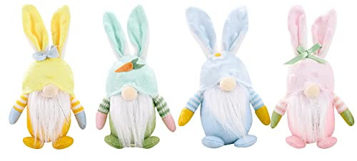 4 Stück Wichtel Ostern Deko Osterdeko Frühlingswichtel Osterwichtel Wichtel Frühling Osterhase Gnom Wichtel Figuren Frühlingsdeko Osterdekoration Plüschpuppen Geschenke für Kinder Familie