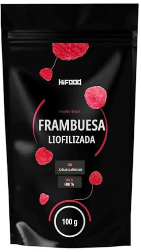 HiFOOD frambuesas liofilizadas 100 g sin azúcares añadidos y sin conservantes snack crujiente de fruta