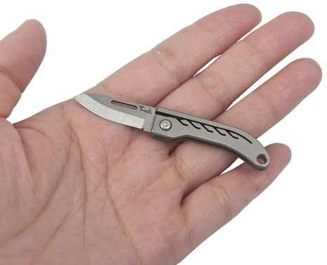 Tungyi Mini couteau de poche pliant, couteau EDC small pack, lame en acier inoxydable de 1,1 pouce, manche en titane, ultra - compact et léger