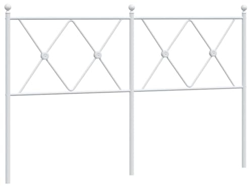 vidaXL Kopfteil, Bettkopfteil mit Metallbeine, Betthaupt für Bett Metallbett Doppelbett, Bettrückwand Bettzubehör Schlafzimmer, Weiß 140cm Metall