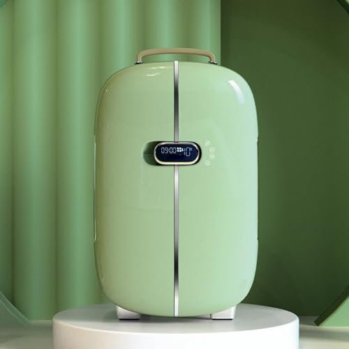 POCDOKYZ Double-door Mini Cosmetic Refrigerator, 12L Retro Portable Desktop Beauty Refrigerator,Keep Cold &Warm, Suitable for Cars and Homes,Green