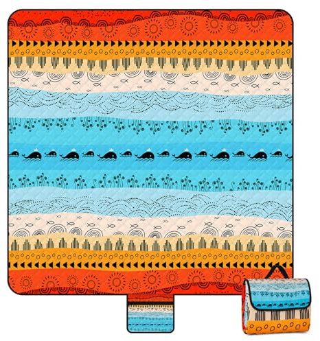 Outdoor Picknickdecke Wasserdicht, 200x200cm Stranddecke Sandfrei mit Wärmeisoliert Unterseite, Tragbare Waschbar Picnic Blanket für 4-6 Personen, Strandmatte für Strand, Picknick, Wandern, Reisen