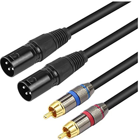 Cavo audio OFC da 1,5 m da 2 RCA a doppio XLR maschio schermato for mixer amplificatore