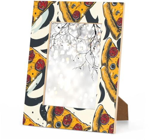 KOBLEN The Pizza Food Theme 5 x 7 Picture Frame Wood Photo Frames Table Top Display or Wall Mount for Home Office Hotel Room Desk Decor
