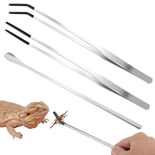 Thinp 3 Stück Aquarium Pinzette Edelstahl,Gebogen Aquarium Pinzette Lang,Reptilien Futterpinzette,27 cm Lange Futterzange,Pinzetteterrarium Werkzeug,Lange Pinzette,für Wasserpflanze Reptilien