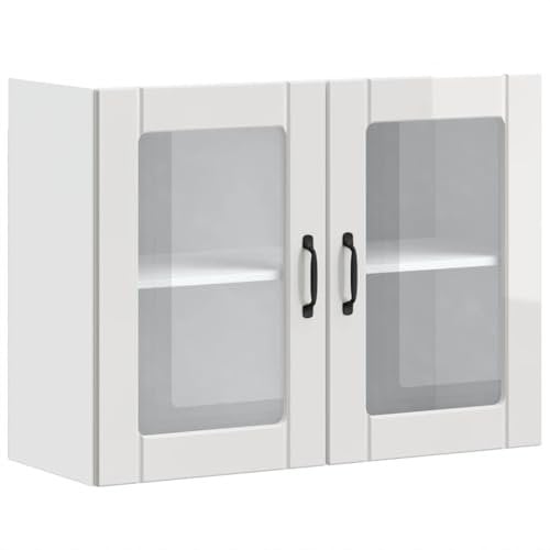 vidaXL Armario Pared Cocina Puerta Cristal Lucca Blanca Alto Brillo