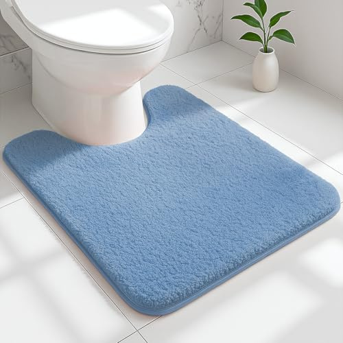 RUN HELIX Mikrofaser Badematte rutschfest WC Vorleger mit Ausschnitt，50x50cm WC Teppich，2cm uper Dicker badezimmerteppich，super saugfähig，badematte，badteppich，badvorleger