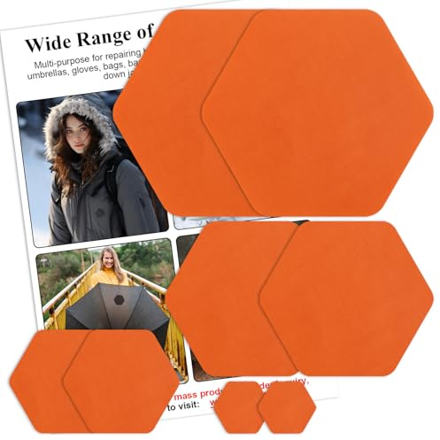 AXEN Down Jacket Patches Self-Adhesive Nylon Repair Patches Waterproof Pre-Cut Repair Patches for Jacket Tent Outerwear, Pack of 8 Orange