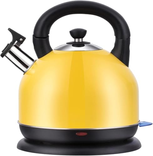 Whistling Kettle,3L Cordless yellow Electric Kettles(2KW,capacity large kettle electric,stainless steel, Removable washable anti-scale filter,Perfect pour spout)