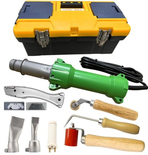 1600W Pistola per Saldatore di Plastica ad Aria Calda in Vinile PVC TPO Saldatura Termica Coperture Pavimentazione Riparazione Strumento Mettere, Sonda Tester di Cucitura Vari Ugelli Saldatura