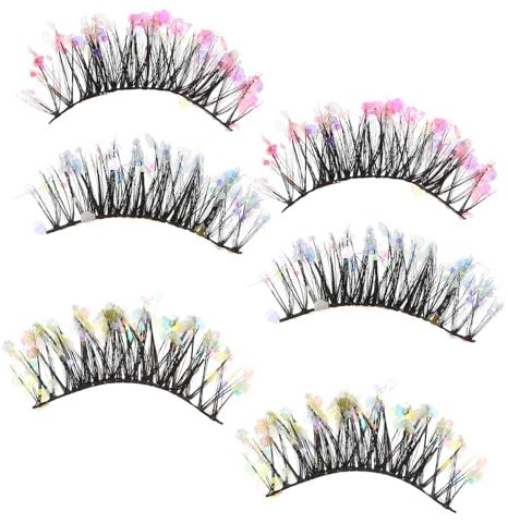Healeved 3pares Pestañas Postizas Falsas Naturales Para Mujeres Extensiones De Pestañas y Brillantes Para Maquillaje De y De Noche