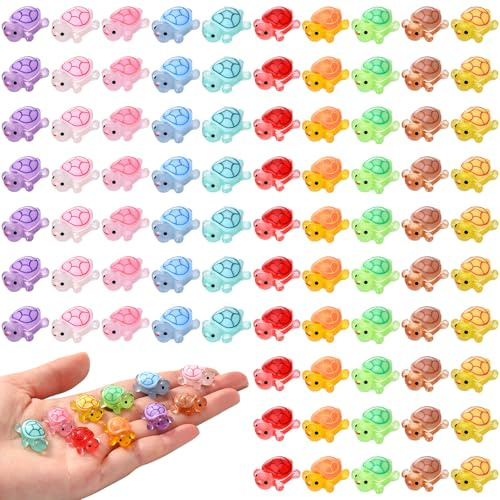 GSrenyu 100 Pcs Mini Turtles Luminous Resin Turtle Animals Figures | Glow in The Dark, Resin Miniature Figures, Perfect for Garden Aquarium Dollhouse Party Decoration