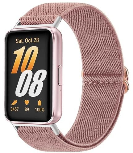 Vancle Cinturino elastico per Samsung Galaxy Fit 3 Donne Uomini Braccialetti Elastici Regolabili in Nylon Sportivo di Ricambio per Samsung Galaxy Fit 3 SM-R390, Rosa, Taglia unica