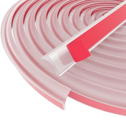 YUNYU Clear Adhesive Splash Guard Strip 1M - Flexible Waterproof Edge Barrier for Kitchen Countertops, Bathroom Sinks, Shower & Cooktops - Peel & Stick Transparent Water Dam Protector (2x1.2cm)