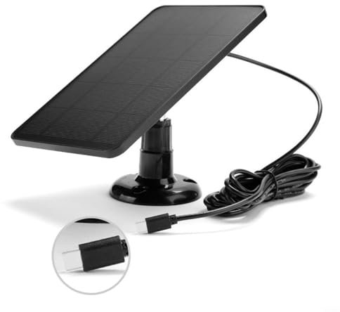 Violiica Outdoor Solar Charging Panel for Blink Camera 4W Weather Resistant Security Camera Power Supply with Adjustable Mounting Bracket 9.84ft Cable(C Black)