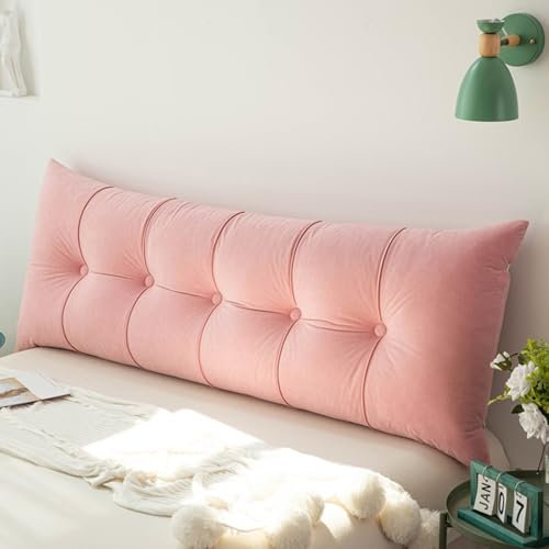 Queen Headboard Pillow AntiSlip Reading Cushion for Bed/Sofa Back Support Pillow Soft Decorative Pillow for Bedroom Rose Color (80 x 55 cm)