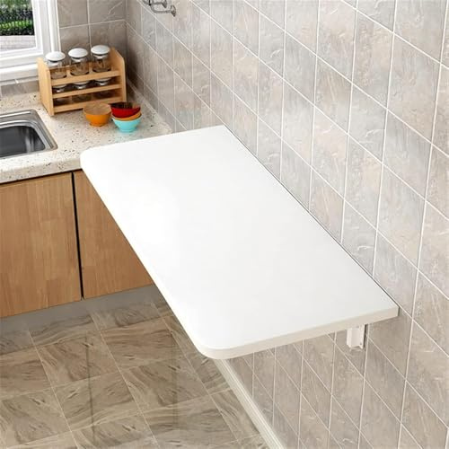 Weißer Wandmontierter Klappbarer Wandtisch Für Die Küche, Frühstücks-bartisch, Kleiner Weltraum-esstisch, Schreibtisch Für Home Office, Garage, Garten, Waschküche, Holz, 80×30cm/31inch×12inch