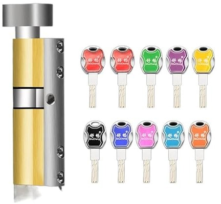 GPDNBIEU, Cylindre simple face ouverte, barre en acier inoxydable Anti-levier, cylindre à rainure de serpent en laiton, 10 clés, serrure à cylindre)(100mm)