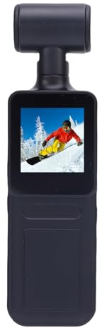 Elprico 4K Mini Action Camera,Handheld Action Camera,180° Rotatable 4K HD WiFi Enabled Camcorder for Filming Travel Vlog Video with LED Light APP for Outdoor Sports Travel