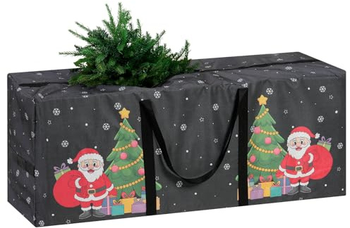 TaoQ C Große Weihnachtsbaum Aufbewahrungstasche, 165 CM x 38 CM x 76 CM Oxford Weihnachtsbaum Aufbewahrungstasche mit Griffe und Reißverschlüsse für Weihnachtskranz Ornamente, Schwarz