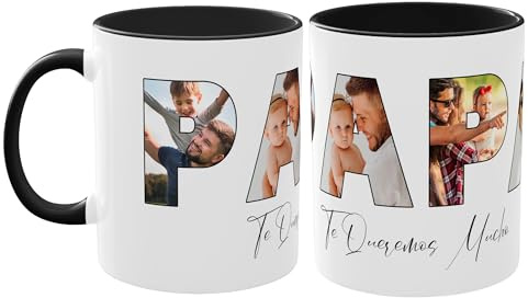 Taza Personalizada Foto Letras de Papá, Taza Día del Padre, Regalos Originales para Padres, 350ml (LETRAS PAPA)