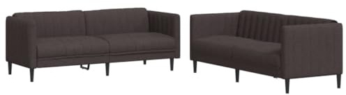 XHNIFBN 2-TLG. Sofagarnitur Dunkelbraun 2+3-Sitzer 176/193×76,5×74,5 cm Stoff Holzgestell Modern Robust