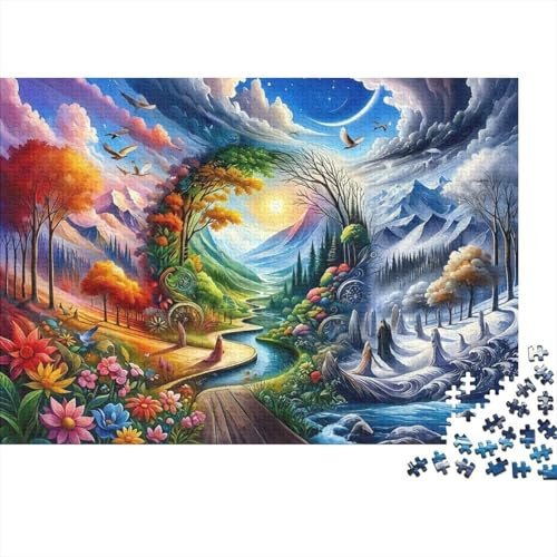 Fantasy Landscape Art Puzzle 1000 Teile, Schöne Ansicht Jahreszeitenportal Landschaft, Wanddekoration, Lernspiel 38x26cm/1000pcs