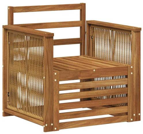 vidaXL Outdoor Mittelsofa Natur, Moderne Outdoor-Couch, modulare Möbel, wetterfestes Gartenlounge, Bequeme Terrassen-Sitzgruppe