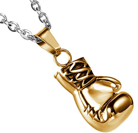 Cupimatch Herren Halskette Boxhandschuh Handschuhe Herz Anhänger Halskette Herren Edelstahl Punk Rock Box Kette Geschenk für Männer Jungen