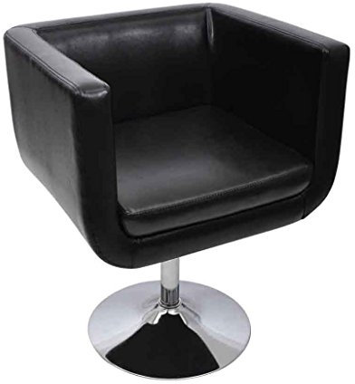 Loungesessel Clubsessel Cocktailsessel aus Kunstleder Höhenverstellbar und Drehbar Schwarz