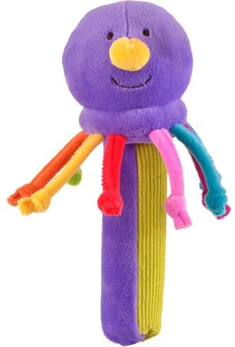 Fiesta Crafts Octopus Baby Sensory Rattle, Squeakaboo Squeaker Toy | Squeakaboo Squeaker Rattle, Soft Plush & Corduroy, Fun, Interactive & Colourful Sensory Toy for Newborn Babies