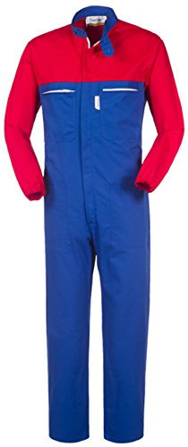 take time/lancelot Tuta da Lavoro Collo Coreana Blu Royal E Rosso Gabardine 245 G/M A41207 (M)
