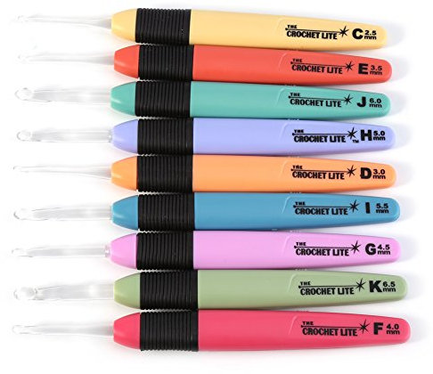 Walfront 9 x LED-Häkelnadel-Set, verschiedene Größen, Stricknadeln, Näh- und Bastelwerkzeug-Set, Klar, ABS + PVC PC, 2,5 mm, 3,0 mm, 3,5 mm, 4,0 mm, 4,5 mm, 5,0 mm, 5,5 mm, 6,0 mm, 6,5 mm