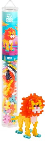Plus-Plus 4324 Geniales Konstruktionsspielzeug, Löwe, Kreativ-Bausteine Tube, Bausteinset für Kinder ab 5 Jahren, 100 Teile