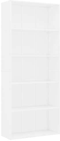 vidaXL Bücherregal 5 Fächer Standregal Aktenregal Wandregal Raumteiler Regal Raumtrenner Büroregal Mehrzweckregal Weiß 80x30x189cm Holzwerkstoff