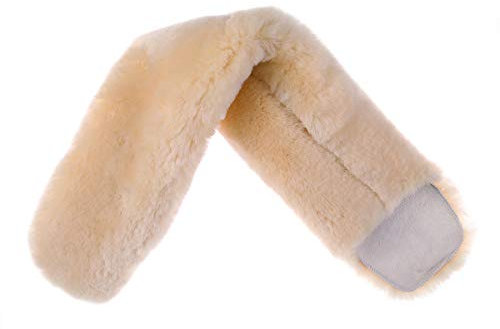 Merauno® Echt Lammfell Gurtschoner Bauchgurtschoner für Westerngurt Dressurgurt Rundum echtes Fell für Ihren Sattelgurt echte Lammwolle (Natur, 50 * 12cm(L*B))