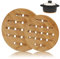 XGzhsa Salvamanteles de Bambú, Soportes Ollas Calientes, 2 Piezas Antideslizantes Gruesas esteras de bambú Resistente al Calor Protector de encimera de Cocina para ollas, sartenes, Platos (Redondos)
