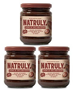 NATRULY Crema de Avellanas y Cacao Sin Azúcar y Sin Edulcorantes, Endulzada con Fibra de Achicoria, Sabor Chocolate con Leche (Pack 3*300g)