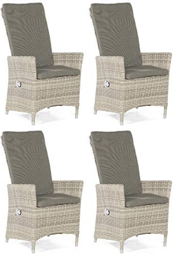 Sonnenpartner 4er-Set Garten-Sessel Solares Aluminium mit Polyrattan White-Coral Gartenstuhl Hochlehner