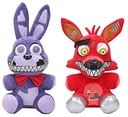 Zhongkaihua Nightmare Bonnie + Nightmare Foxy Set Five Nights Game Plush Set Fnaf Plushies Fnaf Toys Sister Location for Kids Christmas New Year Birthday Gift