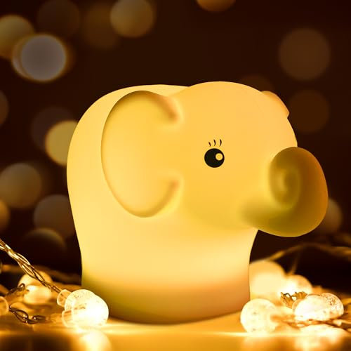 kidoo - LED-Schlummerlicht, Mehrfarbig - Silikon Nachtlicht Kinder | Über USB aufladbar - Nachtlicht oder Schreibtischlampe | Geschenk für Kinder - Energieeffizient (Elefant)