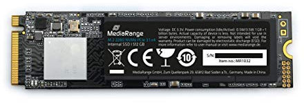 Mediarange 813064 disco rigido interno m.2 2280, nvme pcie 3.1 x4 20 gb/s, 512 gb, nero.