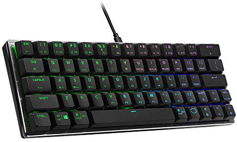 Cooler Master SK620 60% Space Gray Mechanical Low Profile Gaming Keyboard, Click Blue Switches, Customizable RGB, Ergonomic Design, USB-C Connectivity, Mac/Windows, QWERTY (SK-620-GKTL1-US)