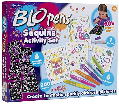 John Adams , BLOPENS Sequins Activity Set: Create fantastic sparkly airbrush pictures with sequins, Arts & crafts, Ages 4+