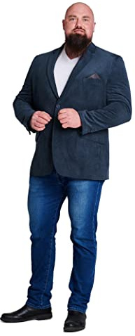 Mill&Tailor Herren Sakko mit Einstecktuch in Navy I Schickes Sakko für Männer I Modern & Sportlich I Jackett für Business & Alltag I Herrensakko für kräftige Männer